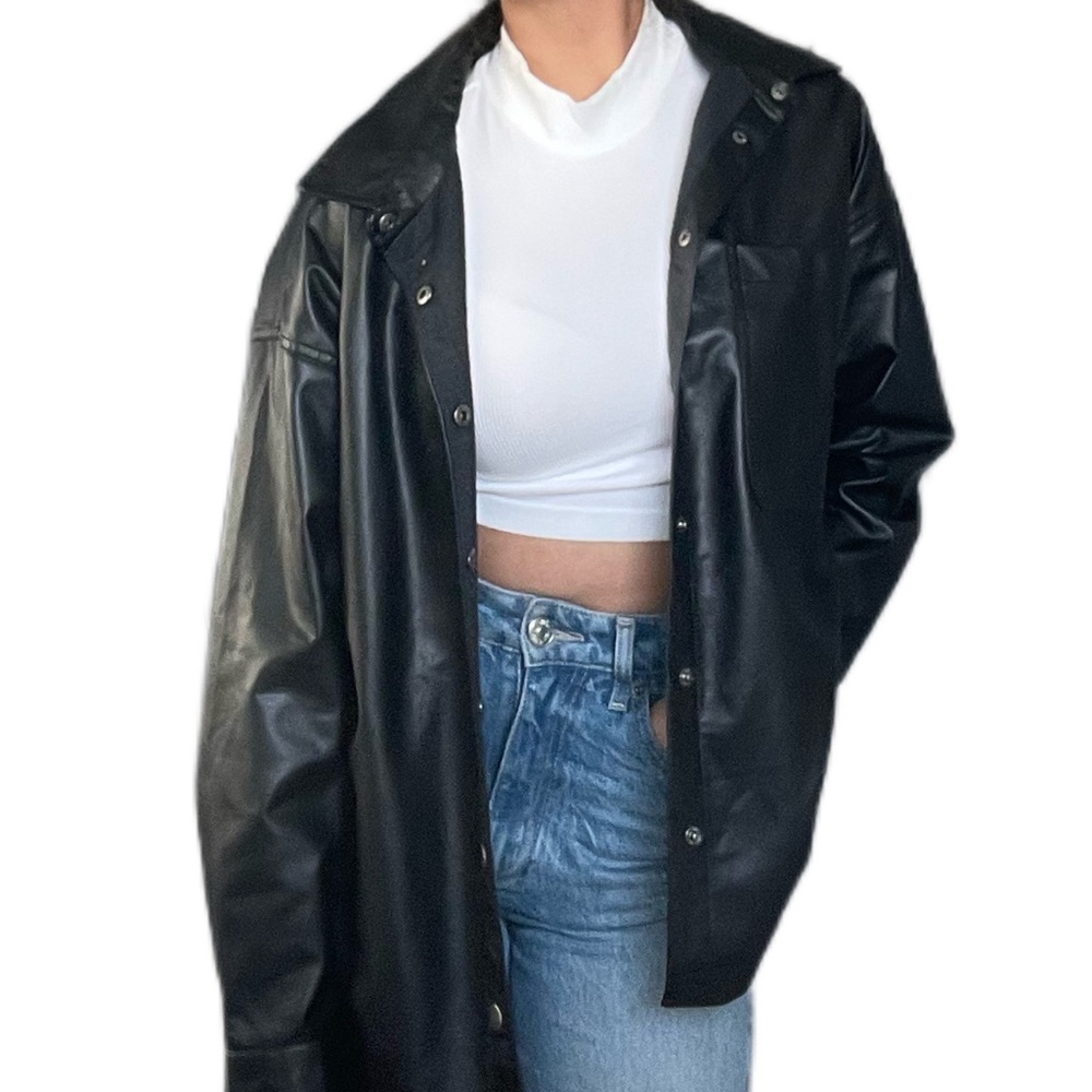 Cotton on vegan oversized leather jacket